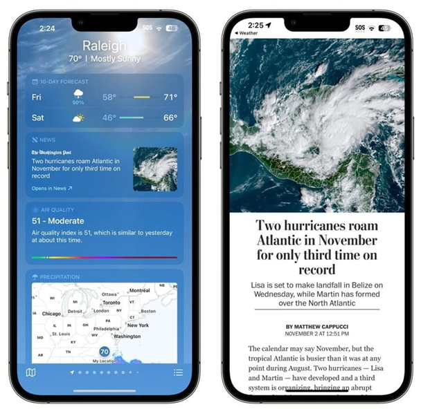 武陵源苹果14维修分享iPhone 14手机如何看天气时顺带看新闻 
