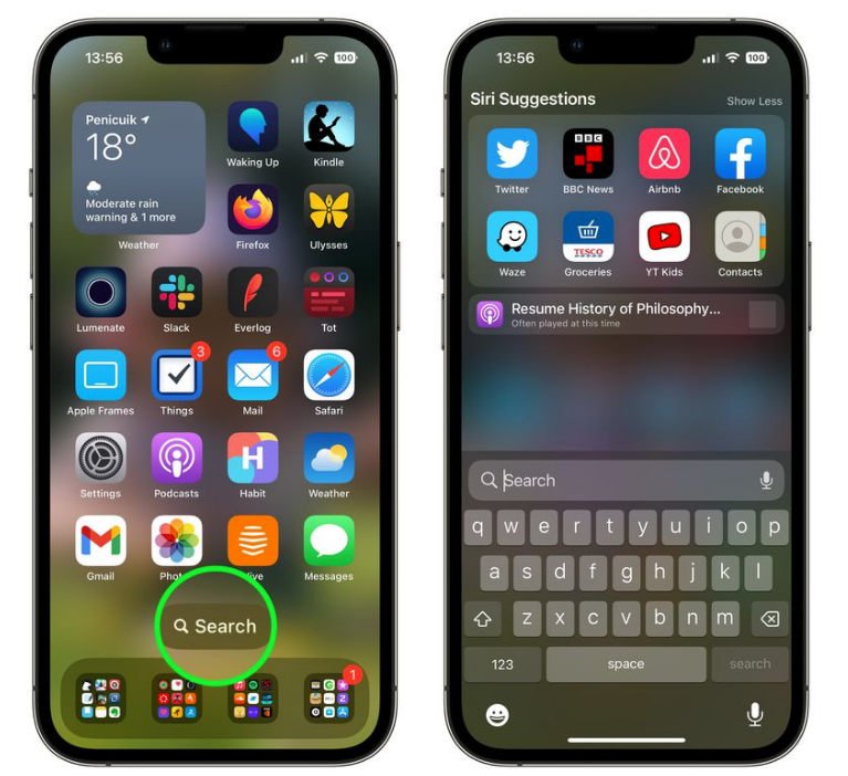 武陵源苹果手机维修分享升级到 iOS 16 后，如何删除主屏幕上的搜索按钮 