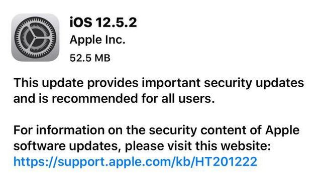 武陵源苹果手机维修分享iOS12.5.2发布，建议所有老苹果用户安装 